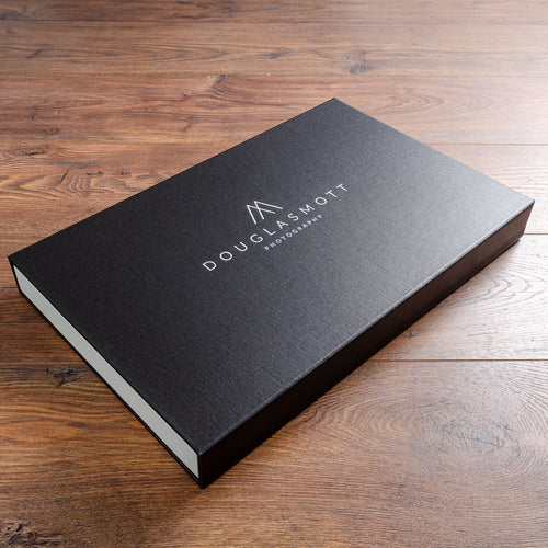 landscape photographers portfolio book in black with personalised cover 