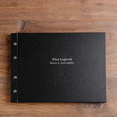 Personalised pilot logbook screw post binder with silver foil embossed cover
