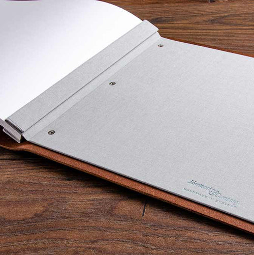 Hidden screw post leather binder open