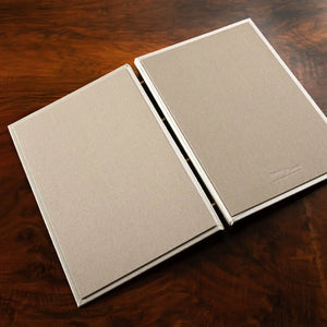 Exposed Screw Post Binder luxury custom made presentation binder by Hartnack and Company in beige cover.