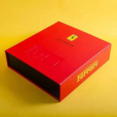Custom made luxury box file for classic car documents and history with embossed personalisation on the cover and spine of the box
