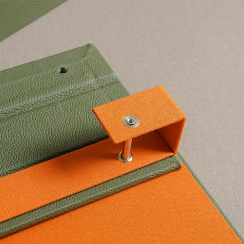 screw post mechanism on a luxury hand made swatch book