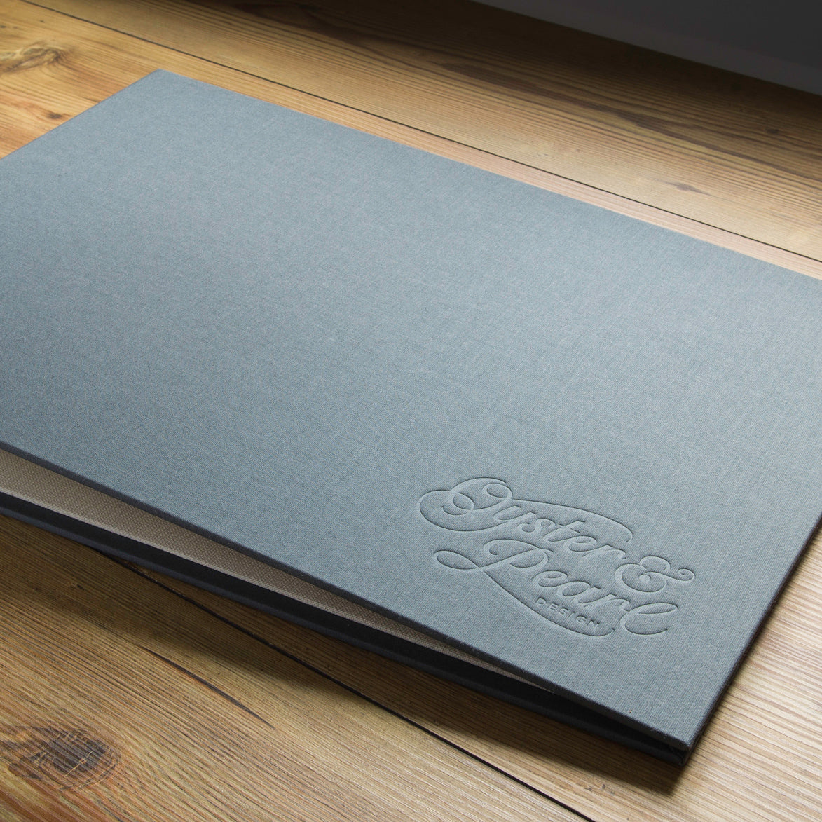Portfolio book with blind embossed personalised cover