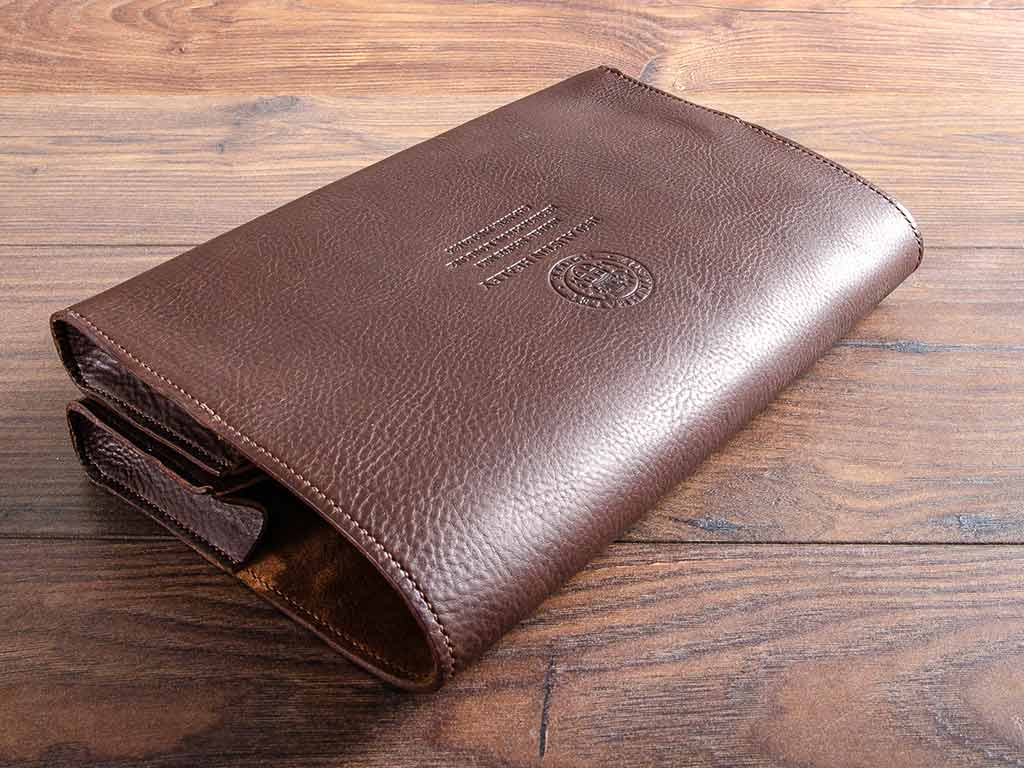 Personalised leather document wallet for classic car documents