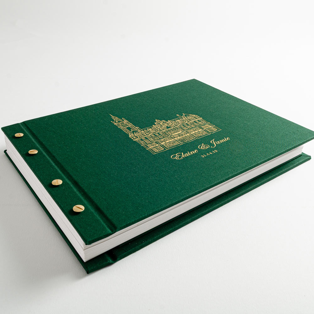green screw post wedding guest book with gold foil personalised embossing - Weddings, Exposed Screw Post Binders, Personal, Families & Weddings, Guest Books, All Screw Post Binders