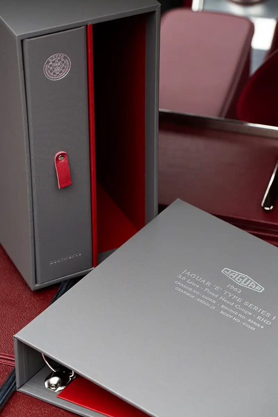 high quality personalised car history and document files personalised with silver foil embossed covers and slipcase box