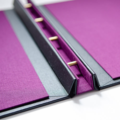 hidden screw screw post  binder mechanism with purple spine and inner cover