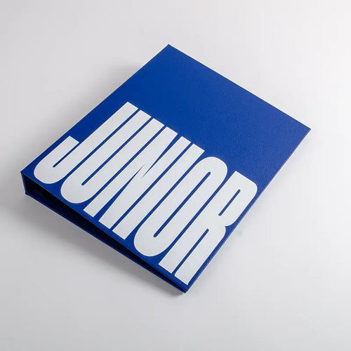 Custom made screw post portfolio book personalised with large logo printed on the cover for a photographer
