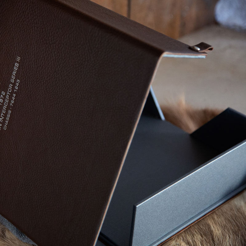 luxury leather covered box file in brown leather - Gallery image 3