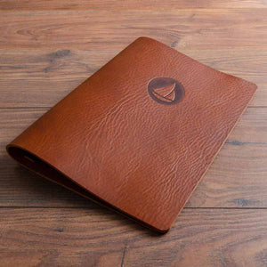 Leather Screw Post Menu, bespoke luxury vegan tan leather menu cover with soft texture and customisable posts.