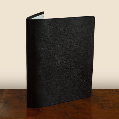 black leather screw post binder in luxury veg tan leather by Hartnack & Co