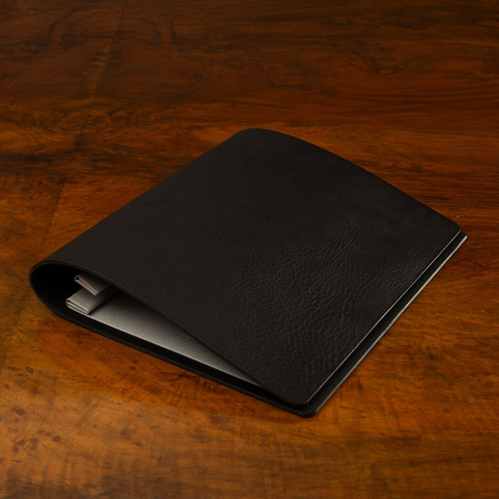 luxury black leather binder with screw post binder custom made available in A4, A3, 8.5x11, 11x17