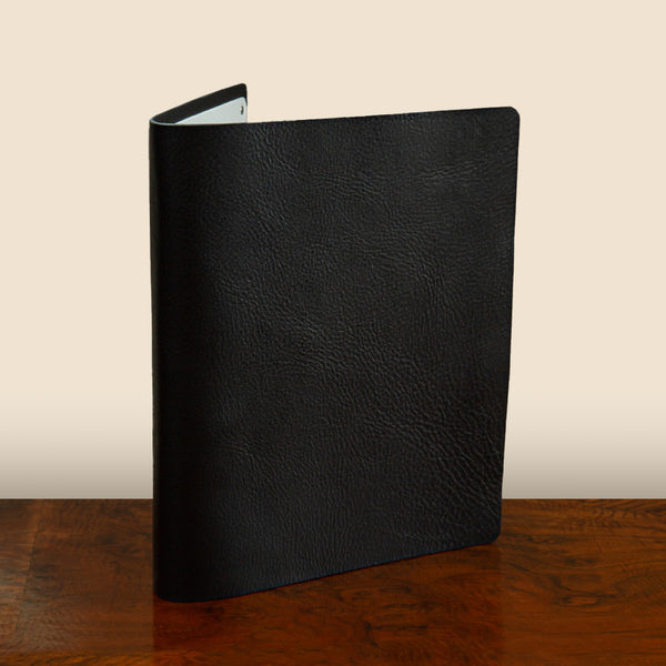 black leather screw post binder in luxury veg tan leather by hartnack