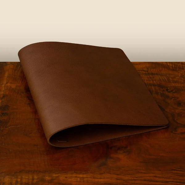 Leather Screw Post Menu, bespoke luxury vegan tan leather menu cover with soft texture and customisable posts.