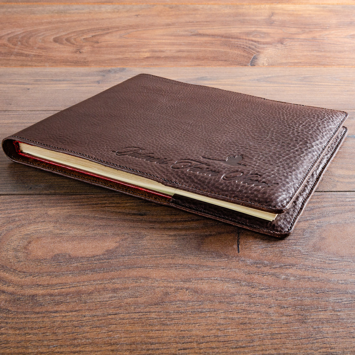 leather guest book in hand stitched leather  - Gallery image 2