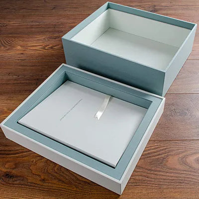lidded shoulder box and binder for baby memory box and memory album