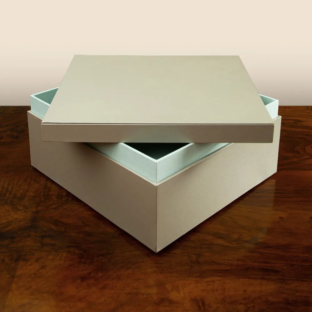 Custom made luxury lidded shoulder box with tray insert