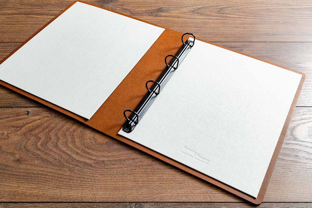 Personalised leather ring binder for vehicle documents