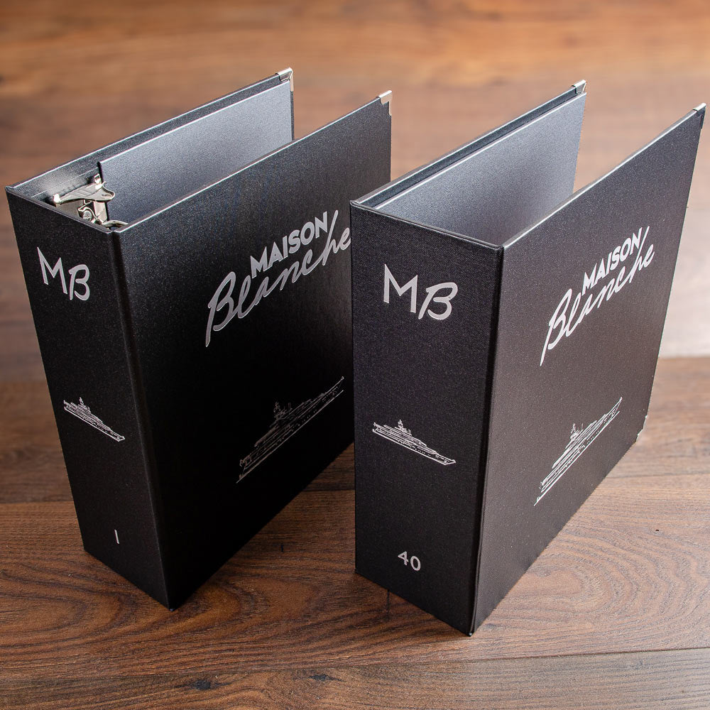custom personalized ring binder and magazine holder with silver foil personalisation - Yachts, Ring Binders
