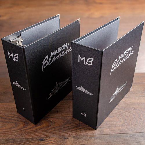custom personalized ring binder and magazine holder with silver foil personalisation