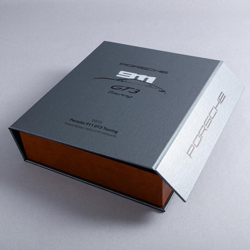 bespoke luxury box file with custom printing on the cover for car documents by Hartnack and Co 