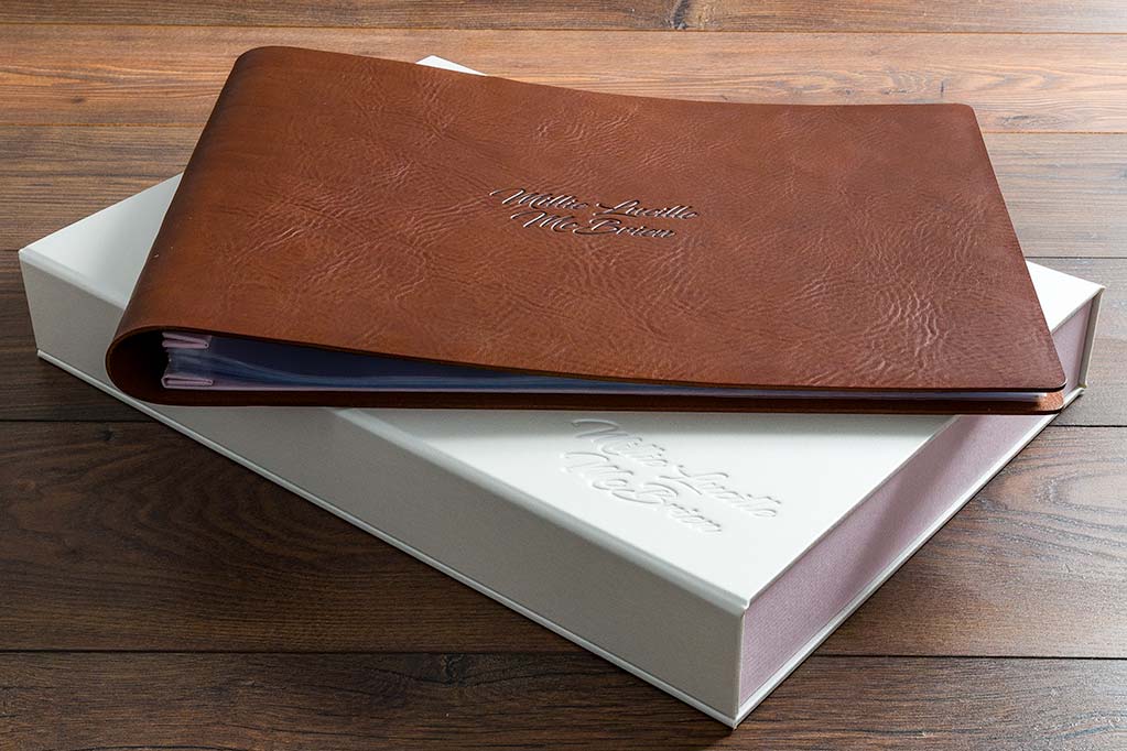 A3 leather keepsake album for child on personalised keepsake box