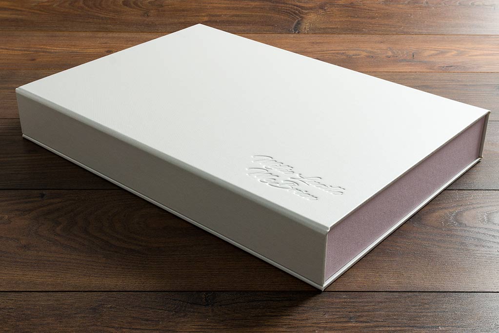 Personalised clamshell box for leather keepsake album for baby