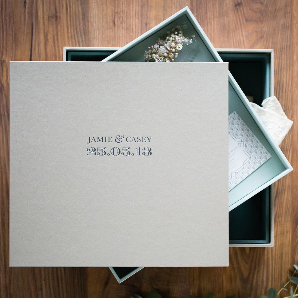 light green personalised wedding keepsake box by hartnack and co - Gallery image 1