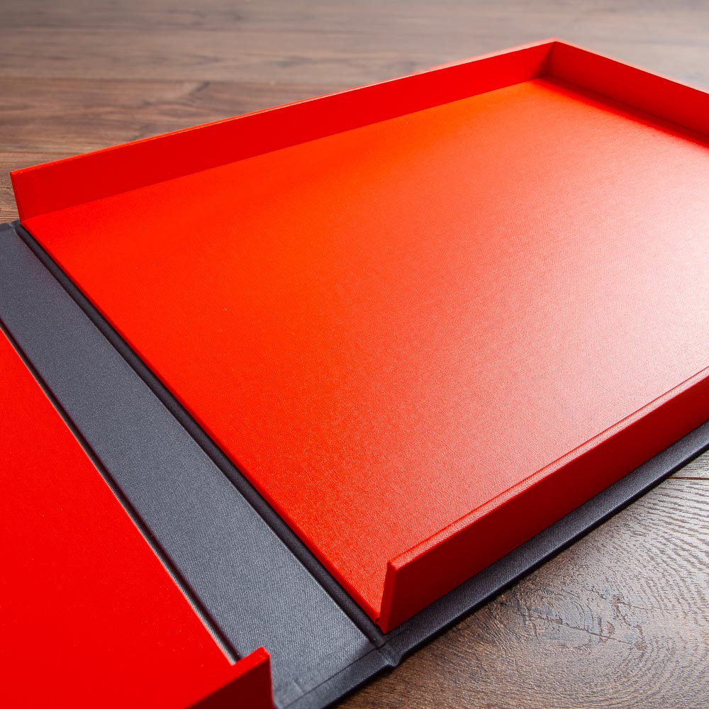 orange clamshell box tray with grey cover on wood background by hartnack and co - Gallery image 3