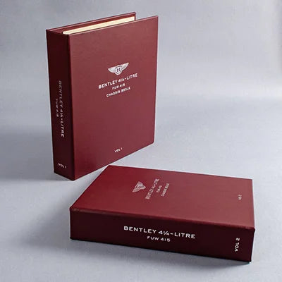 Set of custom made and personalised leather binders with personalised foil embossed covers for car history 