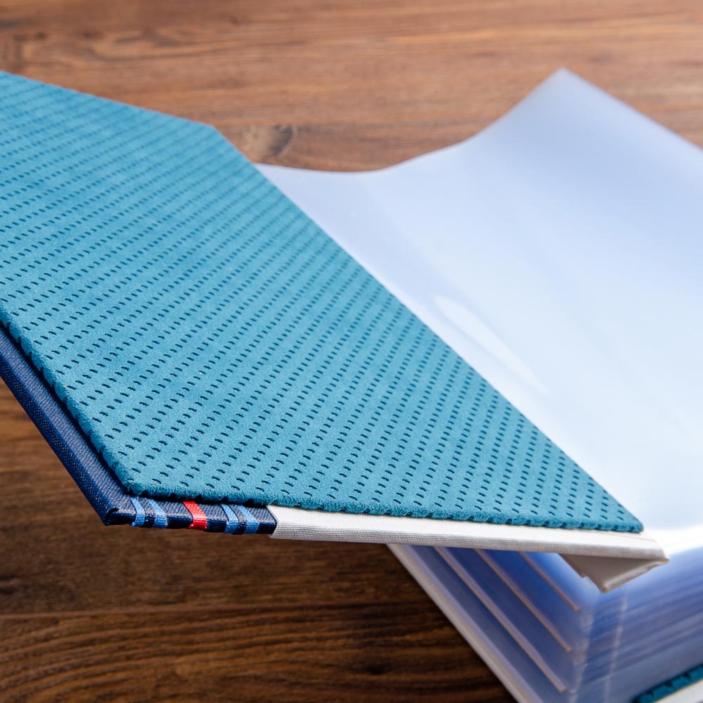 binder cover with blue suede alacantara cover - Gallery image 2