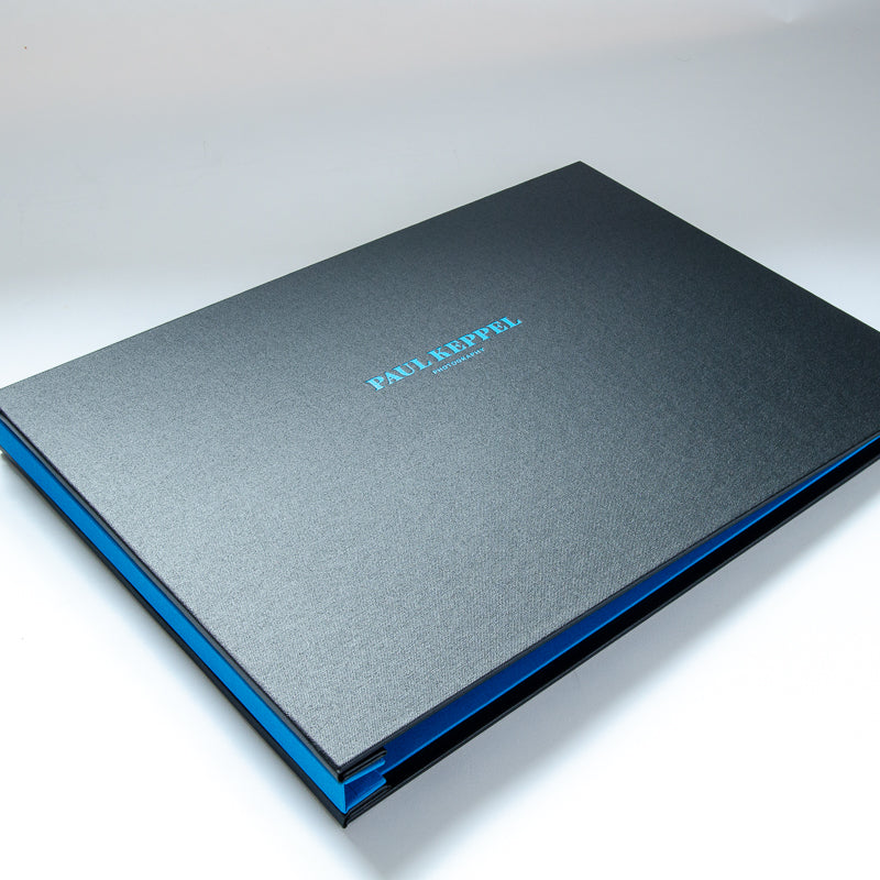 A3 photographers screw post portfolio book with personalised cover with blue embossed logo - Photographers & Designers, Hidden Screwpost Binders, All Screw Post Binders