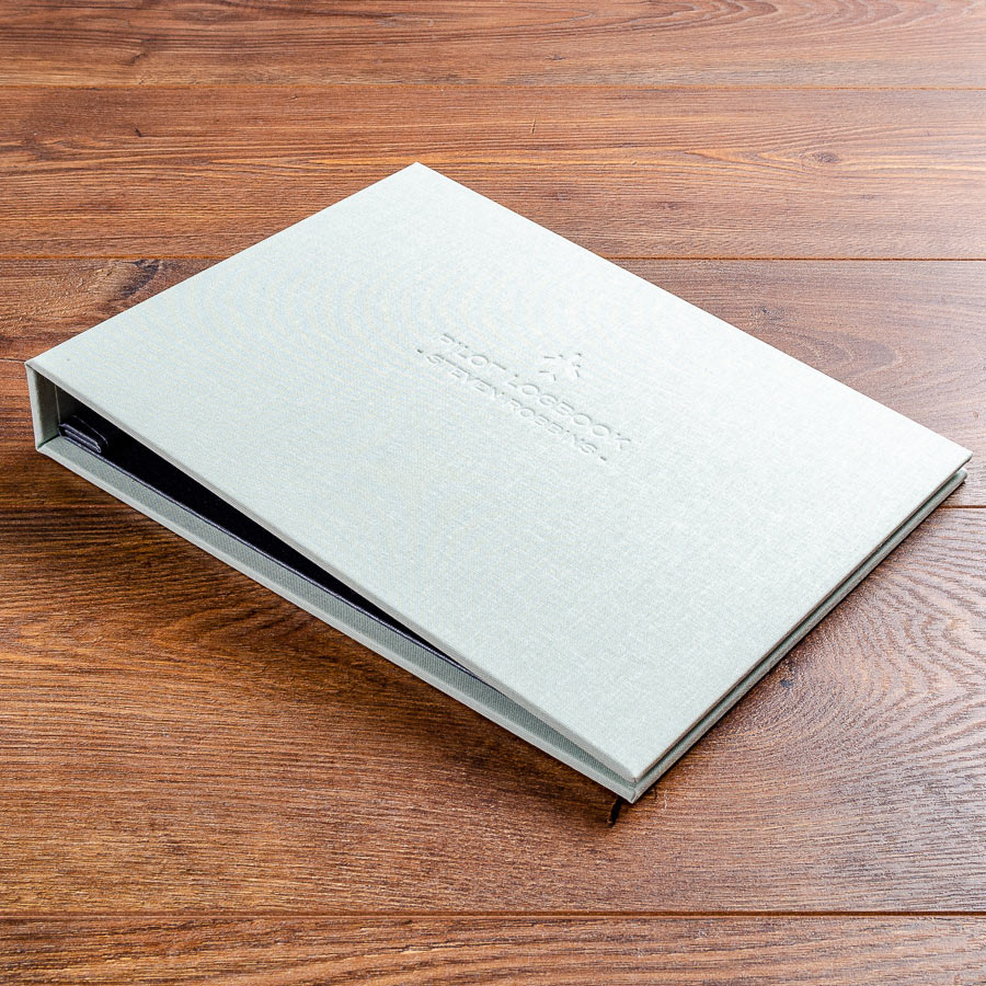 light green pilot logbook binder with personalised embossed cover - Gallery image 3