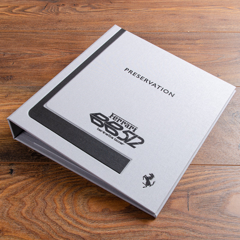 Luxury hand made Ferrari car restoration album and document file with embossed and foil logos - Gallery image 3