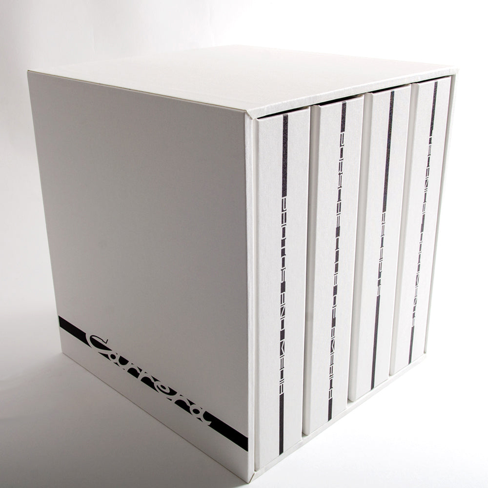 custom made box set of four files and slipcase box for Porsche Carrera car documents and history - Gallery image 1