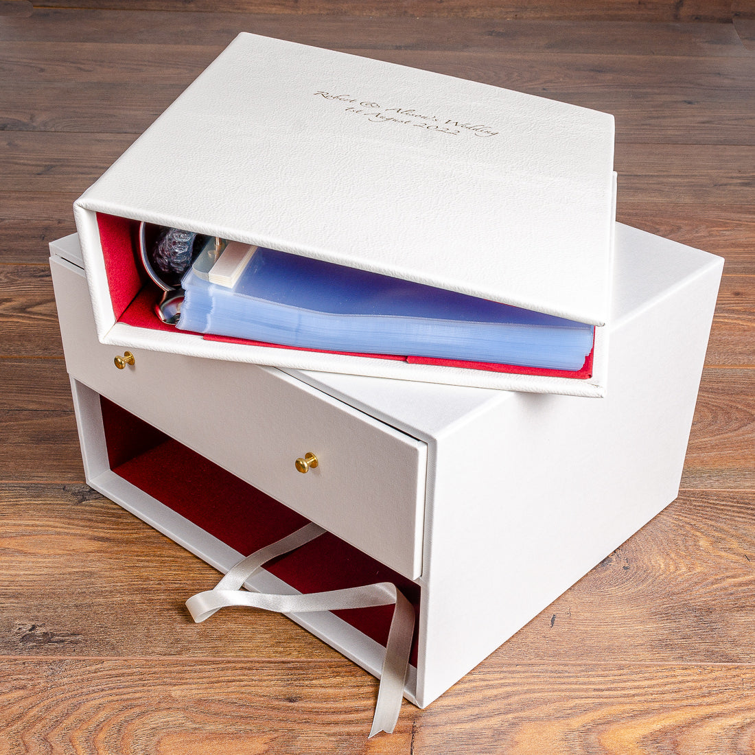 Slipcase keepsake box and personalised wedding albums