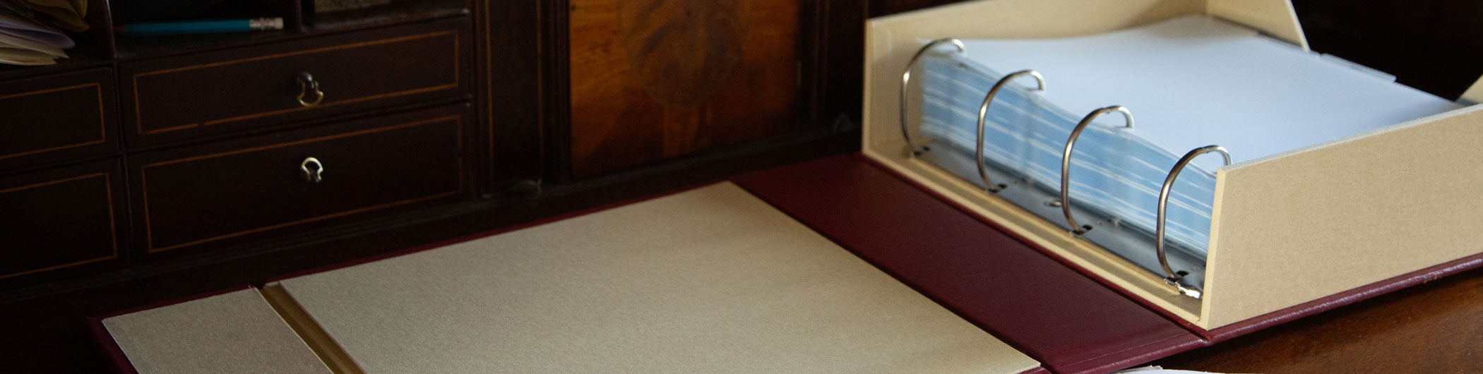 red and beige car document box file