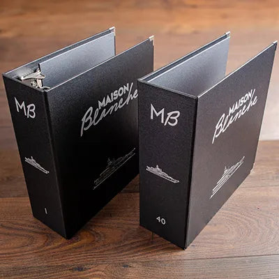 custom personalized large ring binder and magazine holder with silver foil embossed personalisation