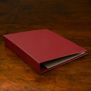 Ring Binder by Hartnack and Company, luxury bespoke custom made binder with elegant burgundy cover.