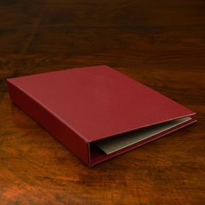 Ring Binder by Hartnack and Company, luxury bespoke custom made binder in rich burgundy textured cover.
