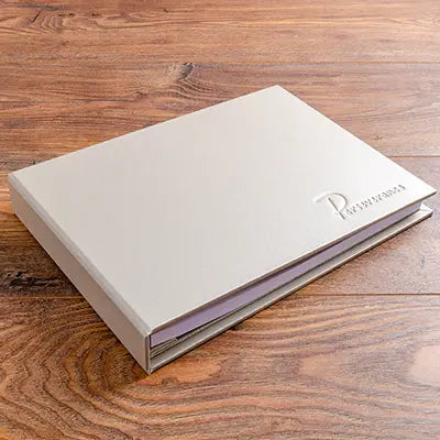 Luxury hand made personalised guest book binder with personalised embossed cover