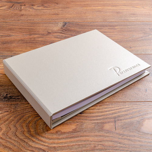 Luxury hand made personalised guest book binder with personalised embossed cover