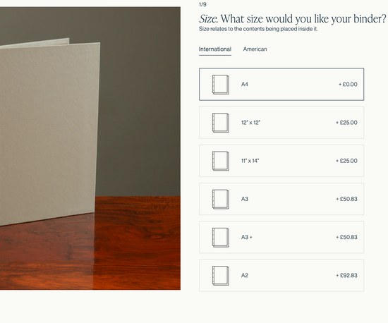 product size selection chart for hartnack ands co