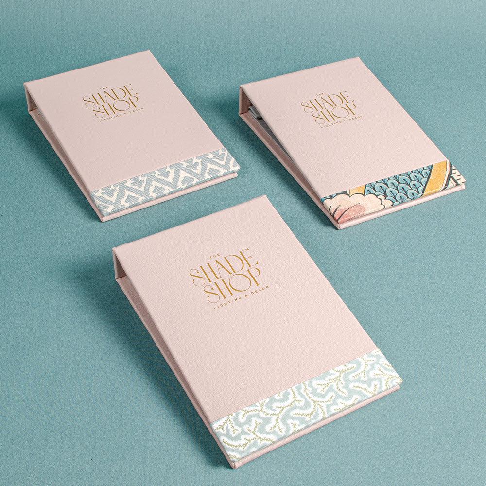 three custom made personalised leather swatch book binders with gold foil embossed covers - Gallery image 5