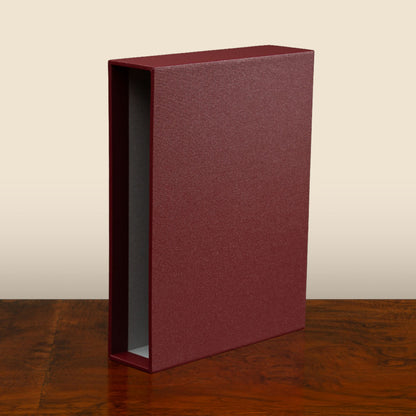 Luxury lined slipcase for book or portfolio binder covered in hard wearing cloth or leather