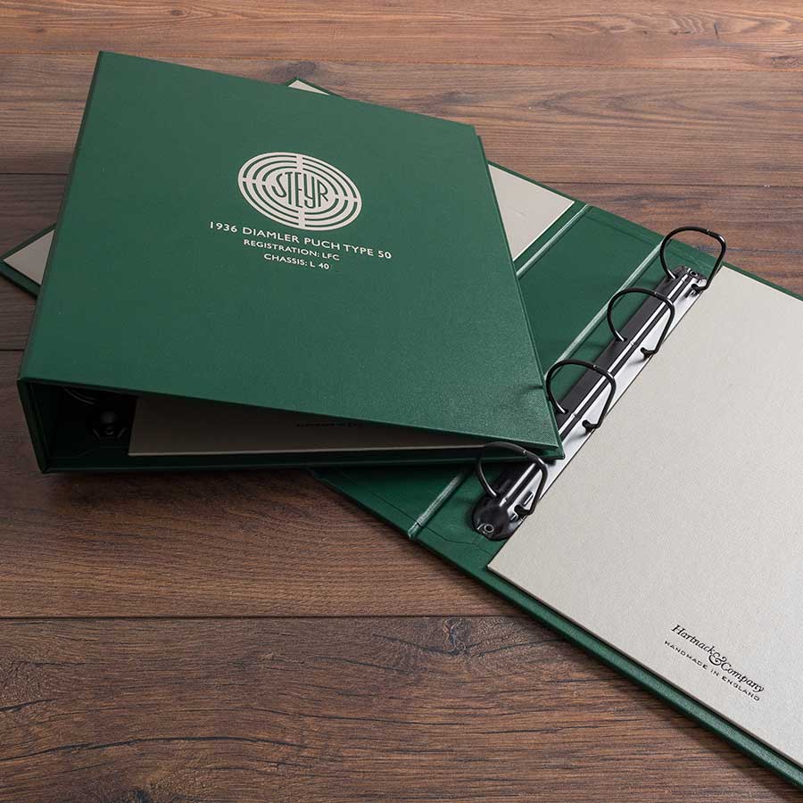 vehicle history ring binders with embossed personalised covers in green covers - Gallery image 3