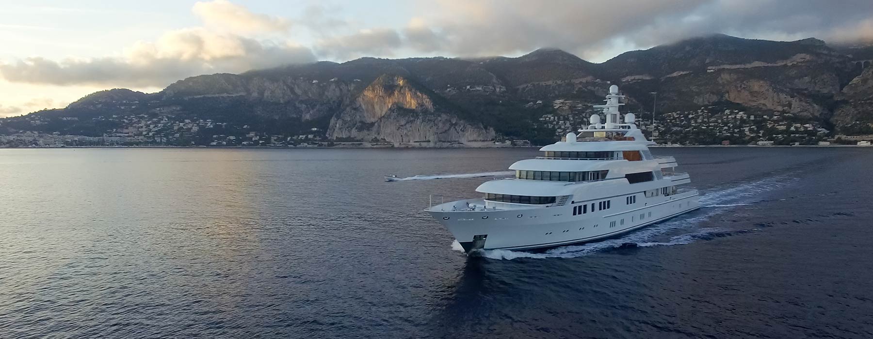 luxury super yacht underway