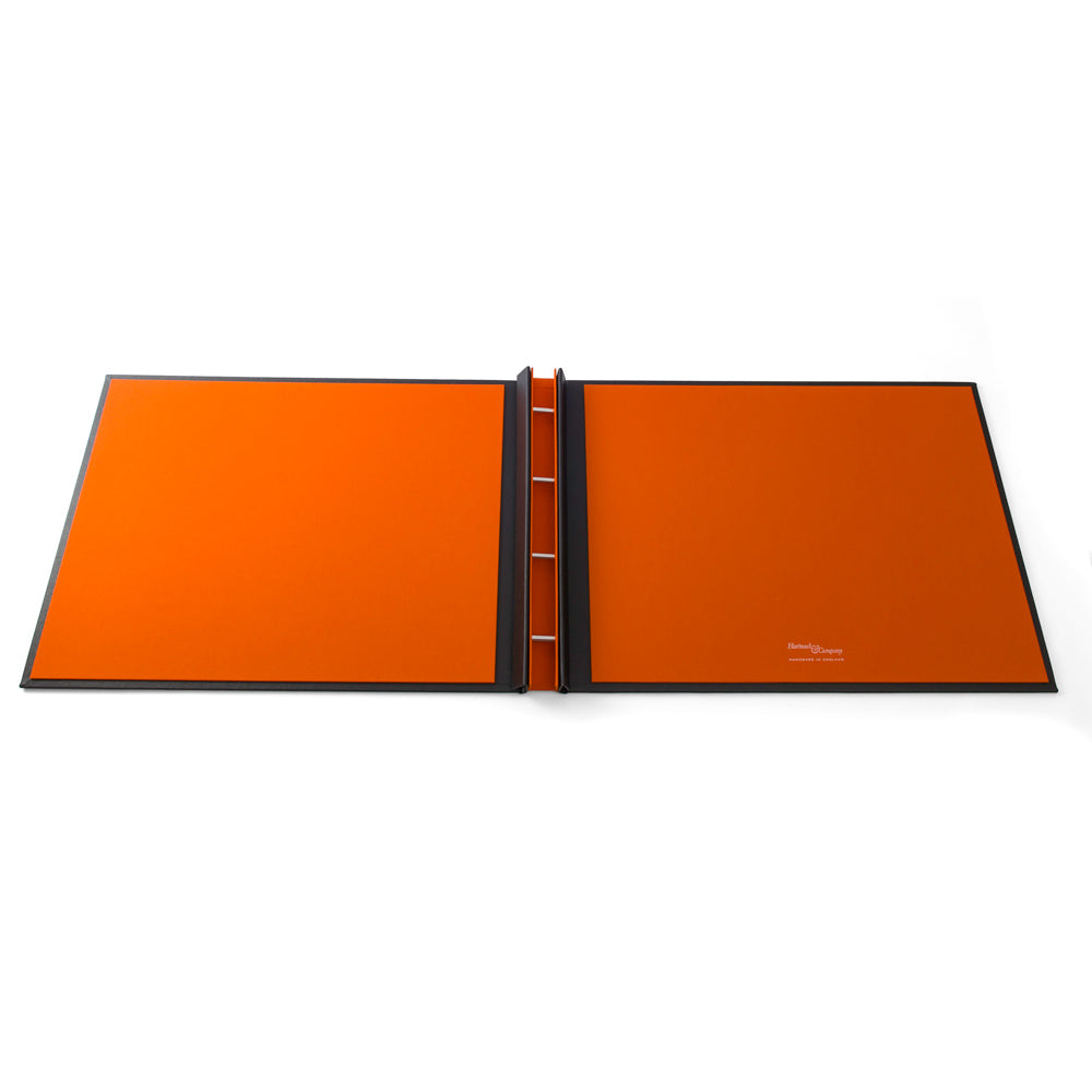 Luxury screw post binder in orange cloth lying open by Hartnack and Co - Gallery image 2