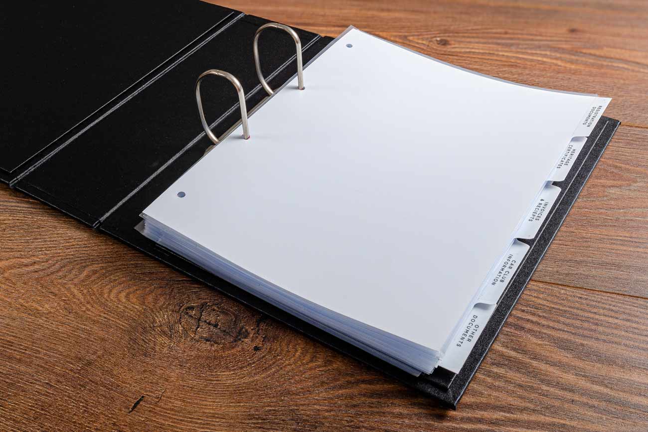 Standard Personalised Car Document Ring Binder