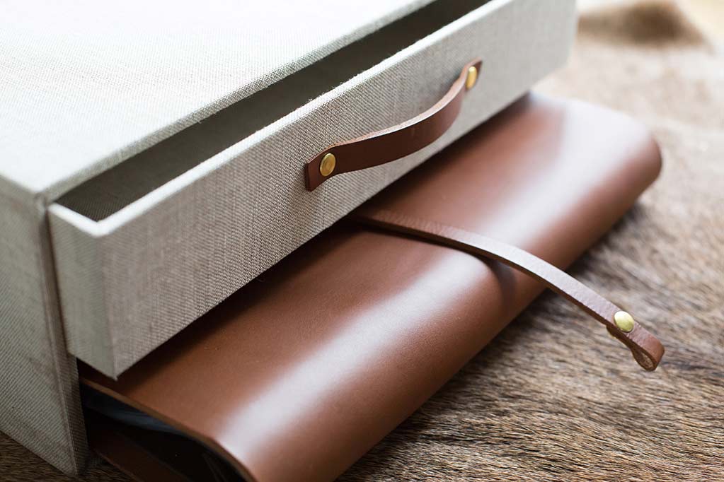 luxury wedding keepsake box with leather album